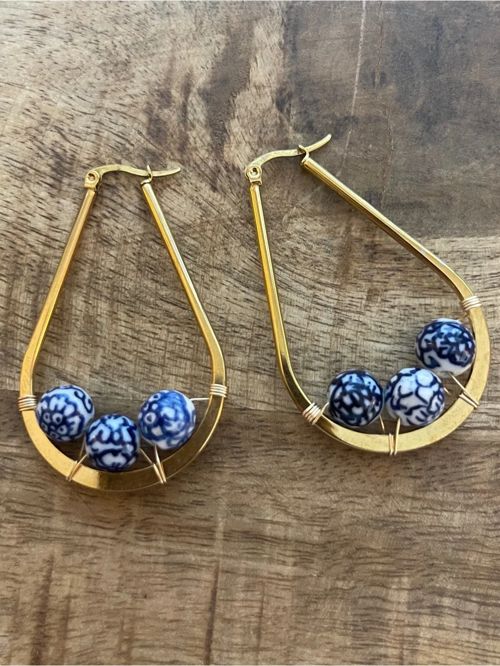 chinoiserie gold hoop earrings